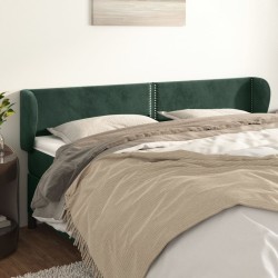 Tête de lit avec oreilles Vert foncé 163x23x78/88 cm Velours 