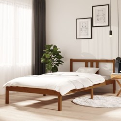 Cadre de lit sans matelas marron miel bois massif 100x200 cm 