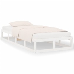 Cadre de lit sans matelas blanc 100x200 cm bois massif 