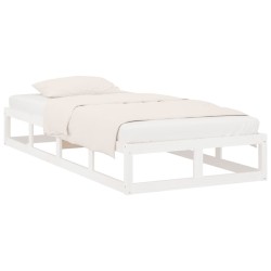 Cadre de lit sans matelas blanc 100x200 cm bois massif 