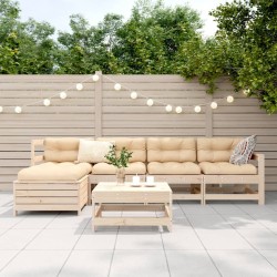 Salon de jardin 6 pcs bois de pin massif 
