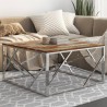 Table basse argenté inox et bois de récupération massif 