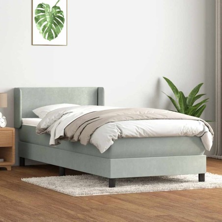 Sommier à lattes de lit et matelas gris clair 80x210 cm velours 