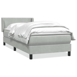 Sommier à lattes de lit et matelas gris clair 80x210 cm velours 