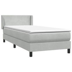 Sommier à lattes de lit et matelas gris clair 80x210 cm velours 