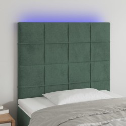 Tête de lit à LED Vert foncé 100x5x118/128 cm Velours 