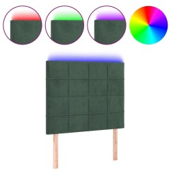 Tête de lit à LED Vert foncé 100x5x118/128 cm Velours 
