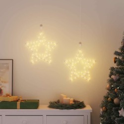 Lumières de Noël silhouette d'étoile 2 pcs 50 LED blanc chaud 