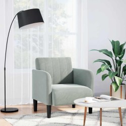 Fauteuil avec accoudoirs gris clair 54 cm velours 