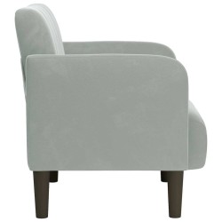 Fauteuil avec accoudoirs gris clair 54 cm velours 