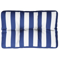 Coussin de palette rayures bleues et blanches 50x40x12 cm tissu 
