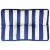 Coussin de palette rayures bleues et blanches 50x40x12 cm tissu 