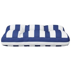 Coussin de palette rayures bleues et blanches 50x40x12 cm tissu 