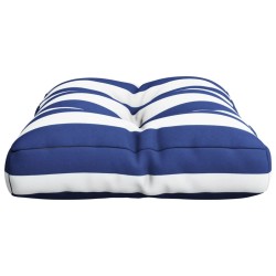 Coussin de palette rayures bleues et blanches 50x40x12 cm tissu 