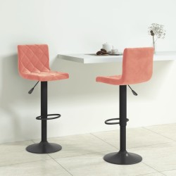 Tabourets de bar lot de 2 rose velours 