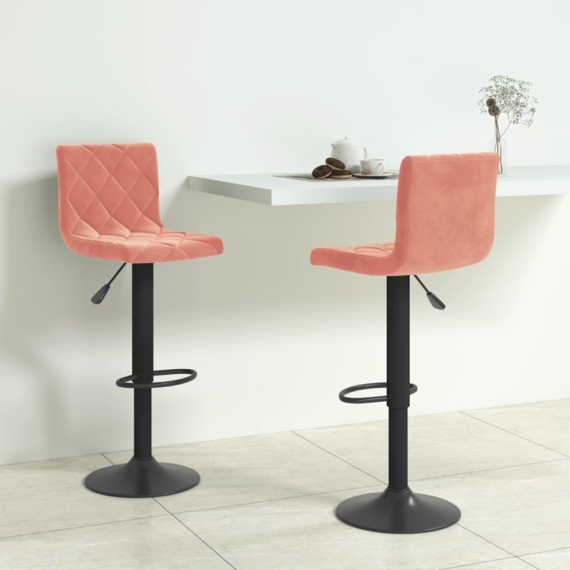 Tabourets de bar lot de 2 rose velours Tabourets de bar lot de 2 rose velours