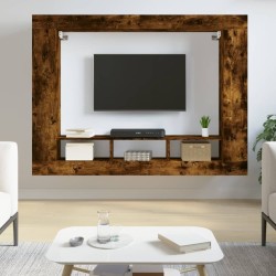 Meuble TV chêne fumé 152x22x113 cm bois d'ingénierie 