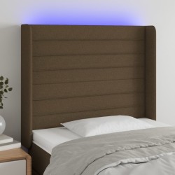 Tête de lit à LED Marron foncé 93x16x118/128 cm Tissu 