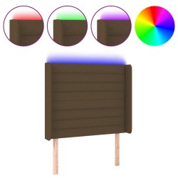 Tête de lit à LED Marron foncé 93x16x118/128 cm Tissu 
