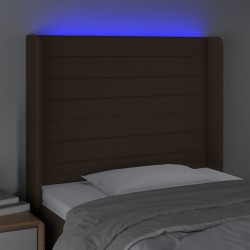 Tête de lit à LED Marron foncé 93x16x118/128 cm Tissu 