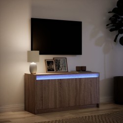 Meuble TV avec LED chêne marron 100x34x50 cm bois d'ingénierie 