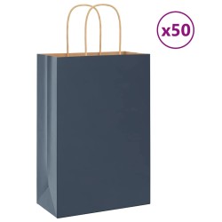 Sacs en papier 50 pcs avec poignées bleu 21x11x31 cm 
