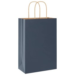 Sacs en papier 50 pcs avec poignées bleu 21x11x31 cm 