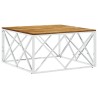 Table basse argenté acier inoxydable et bois massif d'acacia 