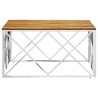 Table basse argenté acier inoxydable et bois massif d'acacia 