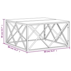 Table basse argenté acier inoxydable et bois massif d'acacia 