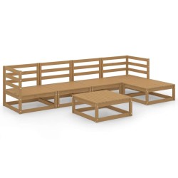 Salon de jardin 6 pcs Marron miel Bois de pin massif 