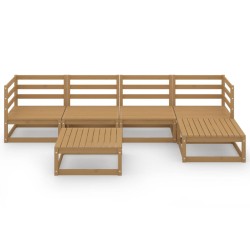 Salon de jardin 6 pcs Marron miel Bois de pin massif 