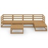 Salon de jardin 6 pcs Marron miel Bois de pin massif 