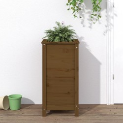 Jardinière marron miel 40x40x78 cm bois massif de pin 