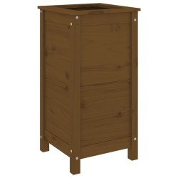 Jardinière marron miel 40x40x78 cm bois massif de pin 