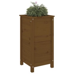 Jardinière marron miel 40x40x78 cm bois massif de pin 
