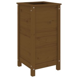 Jardinière marron miel 40x40x78 cm bois massif de pin 