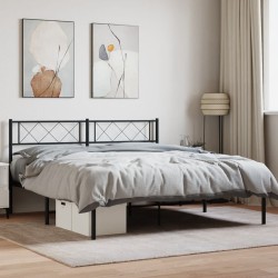 Cadre de lit métal sans matelas avec tête de lit noir 120x190cm 