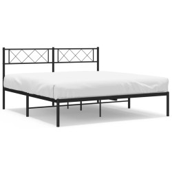 Cadre de lit métal sans matelas avec tête de lit noir 120x190cm 