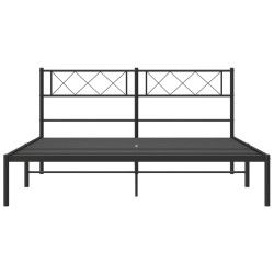 Cadre de lit métal sans matelas avec tête de lit noir 120x190cm 