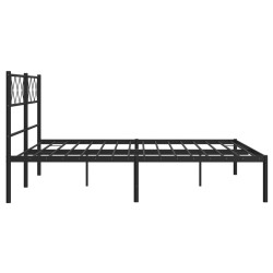 Cadre de lit métal sans matelas avec tête de lit noir 120x190cm 