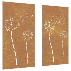 Décorations murales de jardin 2pcs 105x55 cm design de fleur 