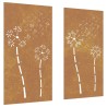 Décorations murales de jardin 2pcs 105x55 cm design de fleur 