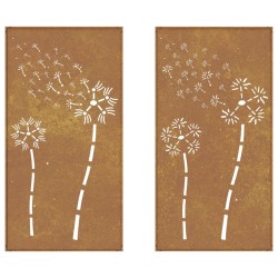 Décorations murales de jardin 2pcs 105x55 cm design de fleur 