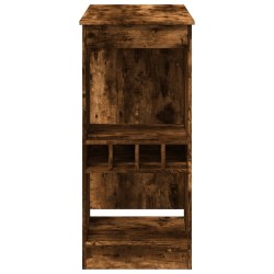 Table de bar avec étagères chêne fumé bois d'ingénierie 