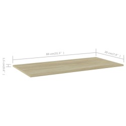 Panneaux bibliothèque 4 pcs Chêne sonoma 80x20x1,5 cm Aggloméré 