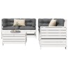 Salon de jardin 5 pcs blanc bois massif de pin 
