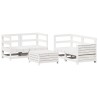 Salon de jardin 5 pcs blanc bois massif de pin 