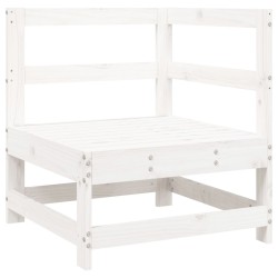 Salon de jardin 5 pcs blanc bois massif de pin 