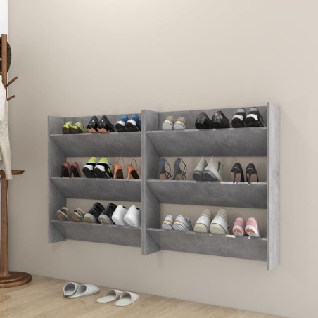 Armoires à chaussures murales 2 pcs Gris béton 80x18x90 cm 